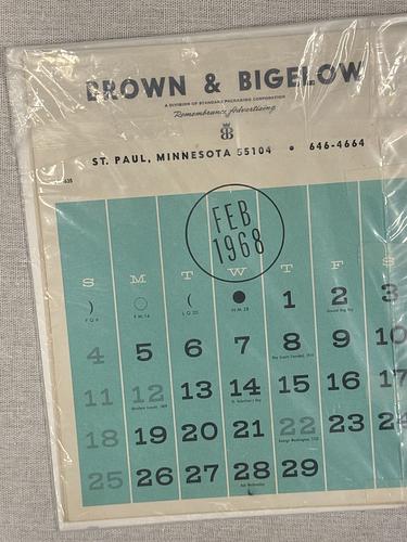 1968 brown and bigelow pinup calendar missing 1 page