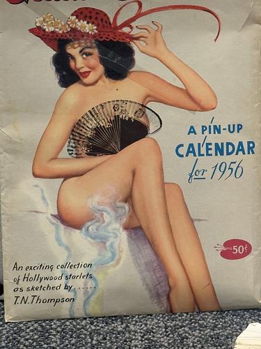 1956 Studio Sketches by T.N Thompson pinup calendar w/ envelope