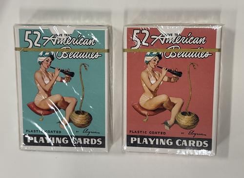 American Beauties | Playing Cards | Plastic Coated | Gil Elvgren | Sancraft Products | Pink & Blue | Pinup | Mint Condition