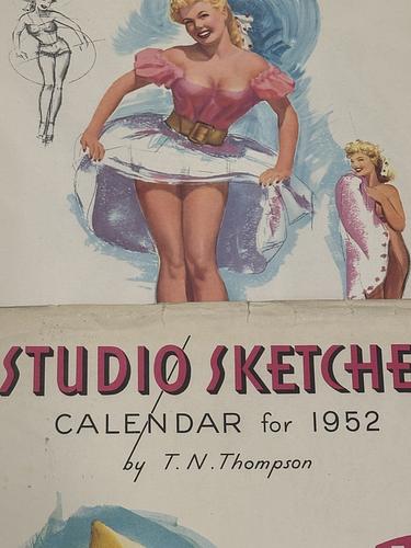 1951 Studio Sketches by T. N. Thompson full year pinup calendar (one w/ envelope)