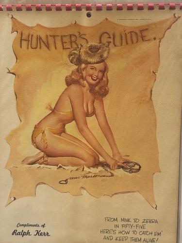 1955 Hunters Guide Pinup Calendar full year by Earl MacPherson